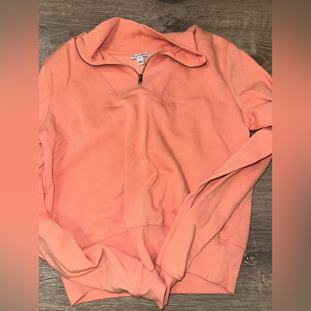 Cute coral half zip sweatshirt with collar no hood